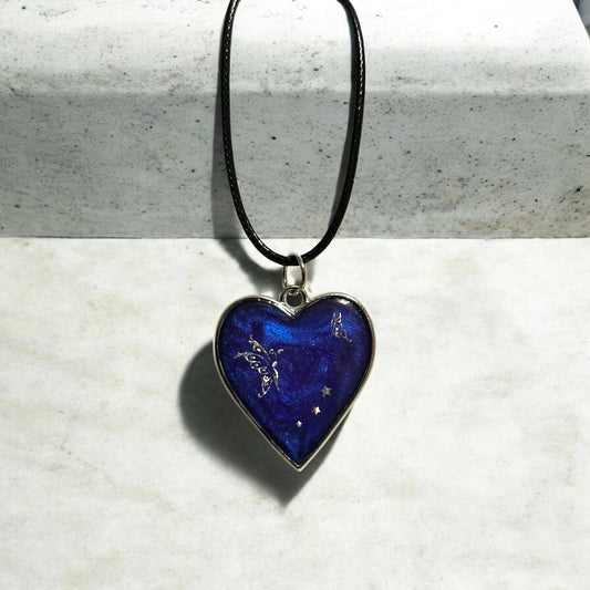 Handmade resin necklace with butterfly accents